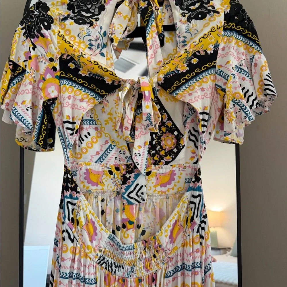 Free People Vibrant Yellow and Black Maxi Dress - Picture 6 of 10